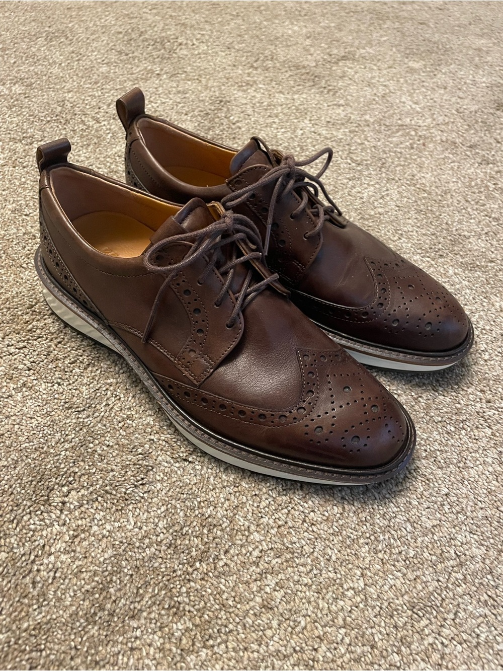 Ecco Men's Dark Brown Leather Wingtip Oxfords Size Eu 41 or US 7-7.5